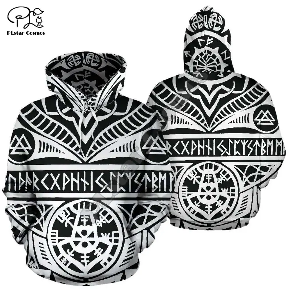 Новинка 2020 Классическая уличная одежда унисекс с принтом викингов тату воин