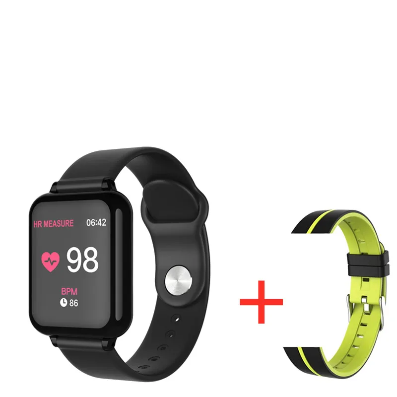 BK add 1 Green Strap B57 Смарт-часы для мужчин и женщин Смарт-часы фитнес-браслет трекер пульсометр несколько видов спорта для мужчин и женщин Смарт-часы - Цвет: BK add 1 Green Strap