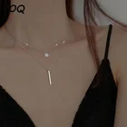 Женское Двухслойное длинное ожерелье из серебра 925 пробы с цирконом