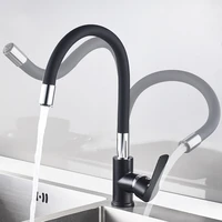 black all directions rotate neck kitchen faucet deck mounted mixer sink faucet 360 rotation for kitchen water saving hot cold