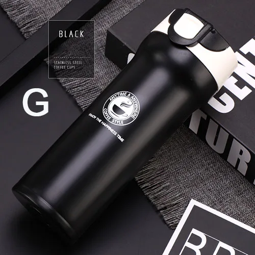 Black white 400ml Стальная кружка-термос, кофейная кружка, 350 мл, для автомобиля, для путешествий, Термокружка, портативная, с двойными стенками, термосы, автомобильная Термокружка - Цвет: Black white 400ml