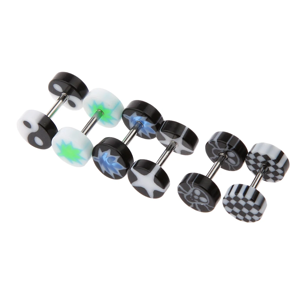 12x цветные поддельные затычки для ушей шпильки серьги украшения 6