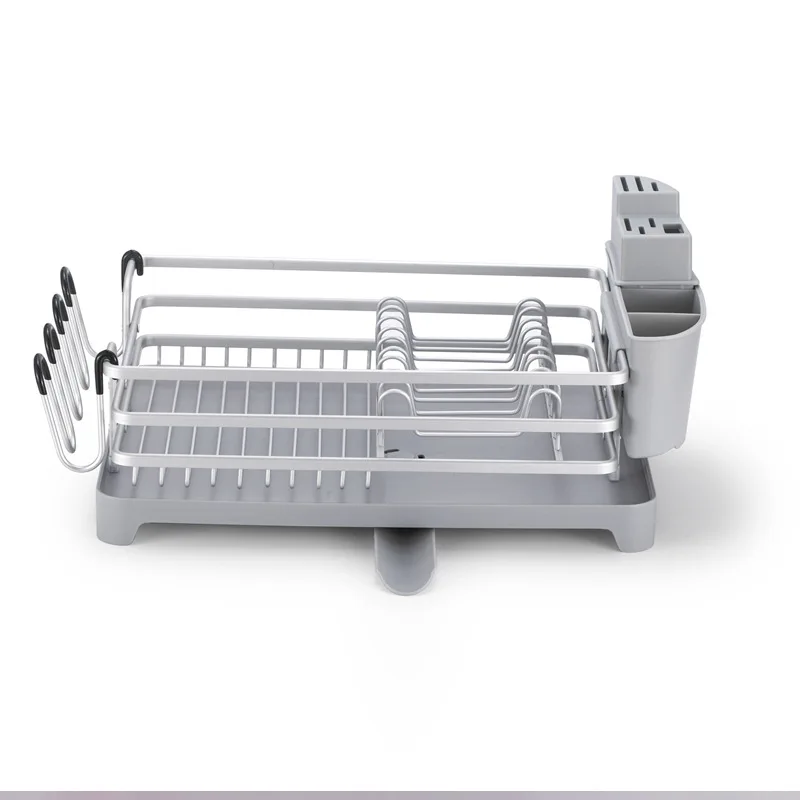Серебристая алюминиевая кухонная сушилка для посуды держатель слива ножей