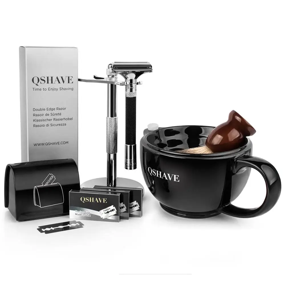 QSHAVE роскошный набор бритв Parthenon V2.0 мужской для бритья держатель + бритва чехол