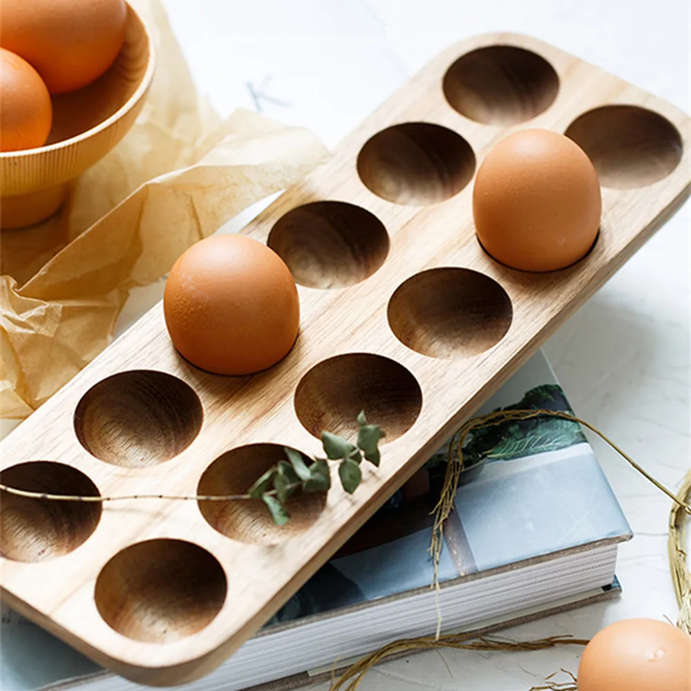 WOWCC креативная деревянная двухрядная коробка для хранения яиц японский стиль