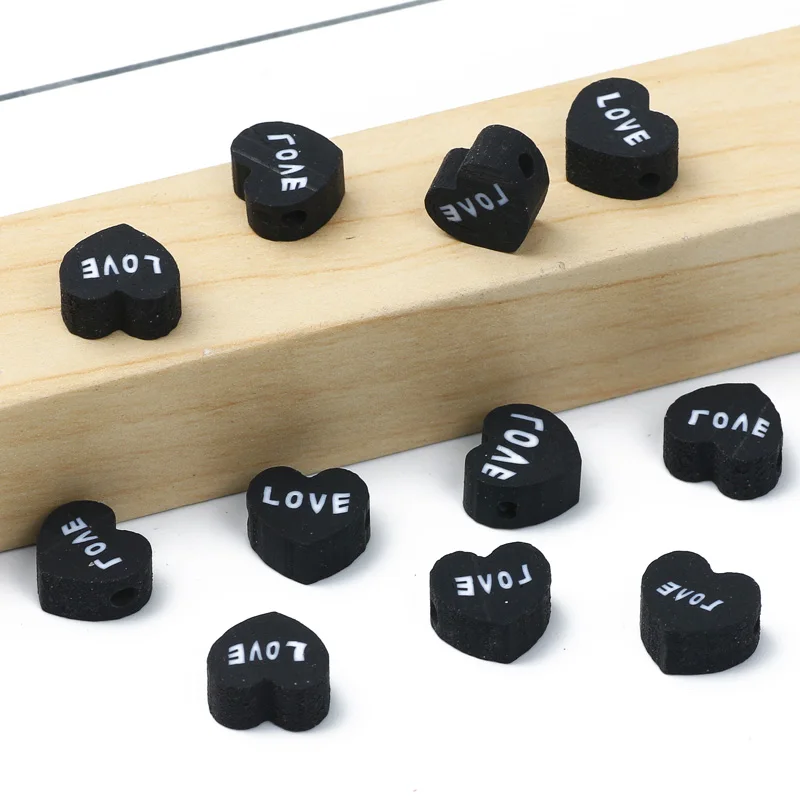 Бусины из полимерной глины в форме черного сердца 20 шт./лот | Украшения и