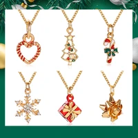 christmas tree snowflake gift box clavicle neck chain festive women temperament fashion fine necklace pendant girl accessories