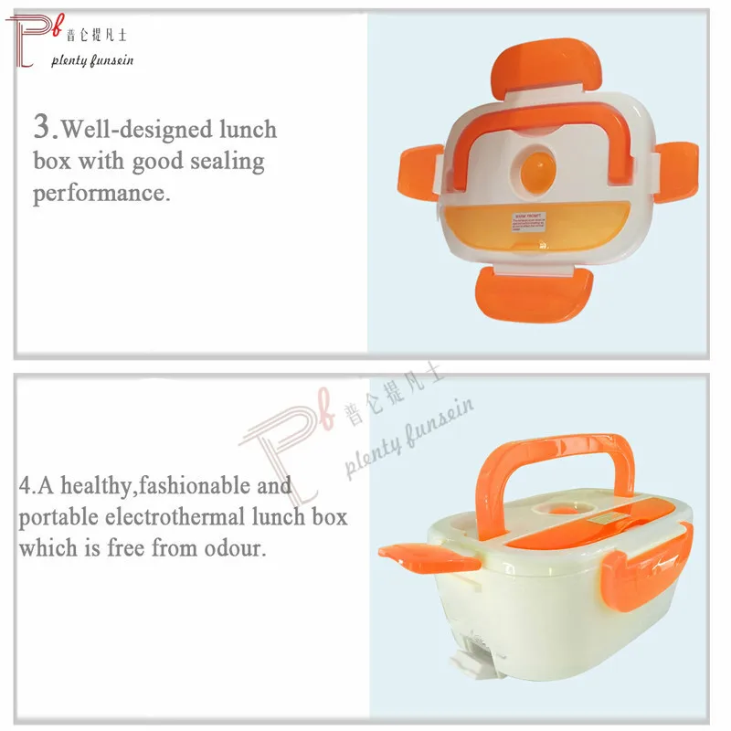 220&110VAC/12VDC cute 4 Buckles Cooking PTC Electric Heating Lunch Box Set Portable Food-Grade Container Warmer food thermal