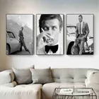 Постеры в классическом стиле с изображением черно-белых фильмов Джеймс Бонд 007, ретро Картина на холсте, настенные картины, декор для гостиной и дома