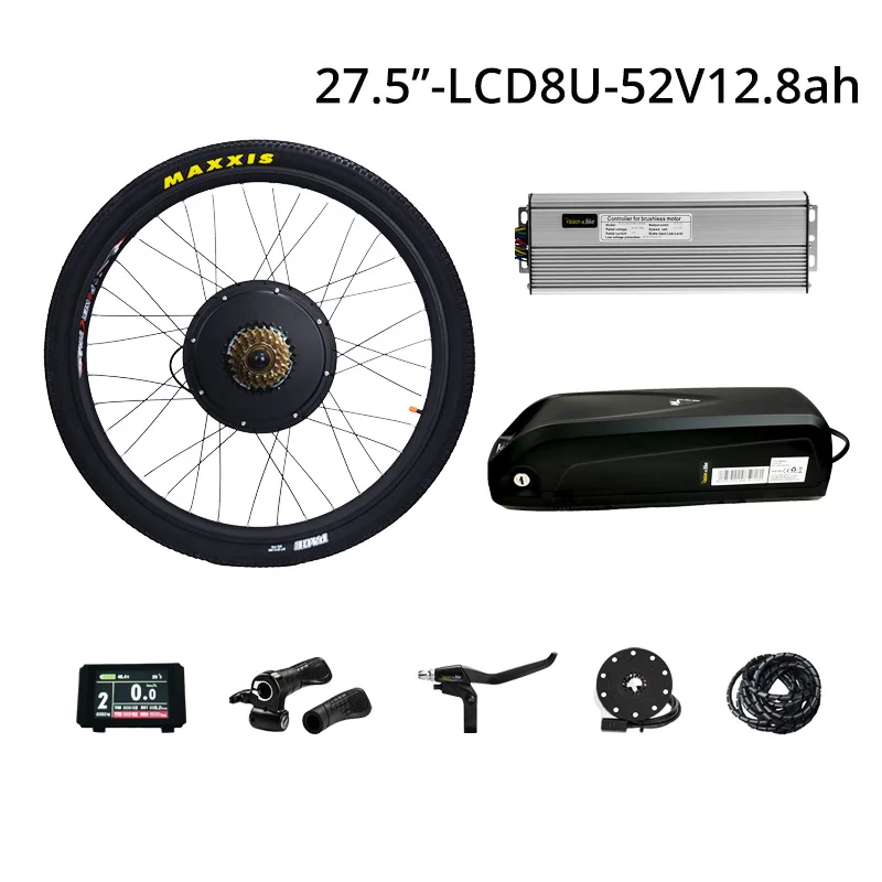 27.5in52v12.8ah LCD8 48 в 1500 Вт комплект для переоборудования электрического велосипеда с батареей 7 скоростей Мотор колеса 52V12. 8AH e велосипед батарея 2A зарядное устройство электродвигатель колеса - Цвет: 27.5in52v12.8ah LCD8