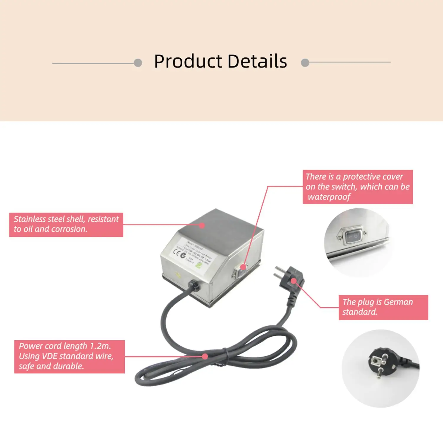 Электродвигатель вращающегося типа 220 В переменного тока 10 Вт длина провода 1 2 м