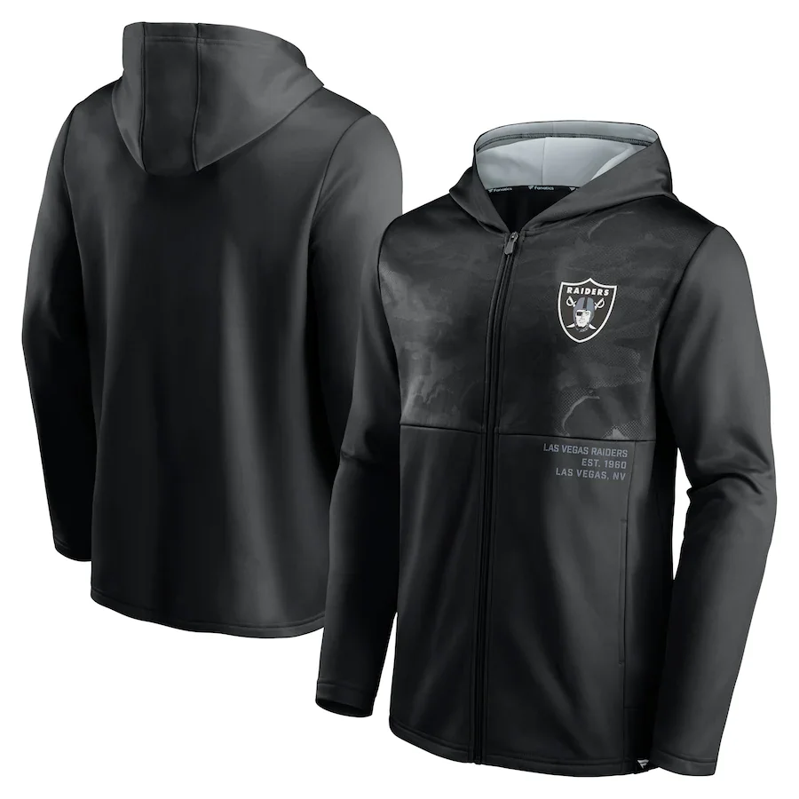 

Las Vegas men Sweatshirt Raiders sports Jackets coat Fanatics Branded Defender Full-Zip American Football zip up Hoodie Jacket