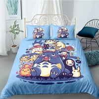 hot sale duvet covers anime totoro 3d bedding set pillowcases soft bedclothes cartoon cute bed linen for kids dropshipping