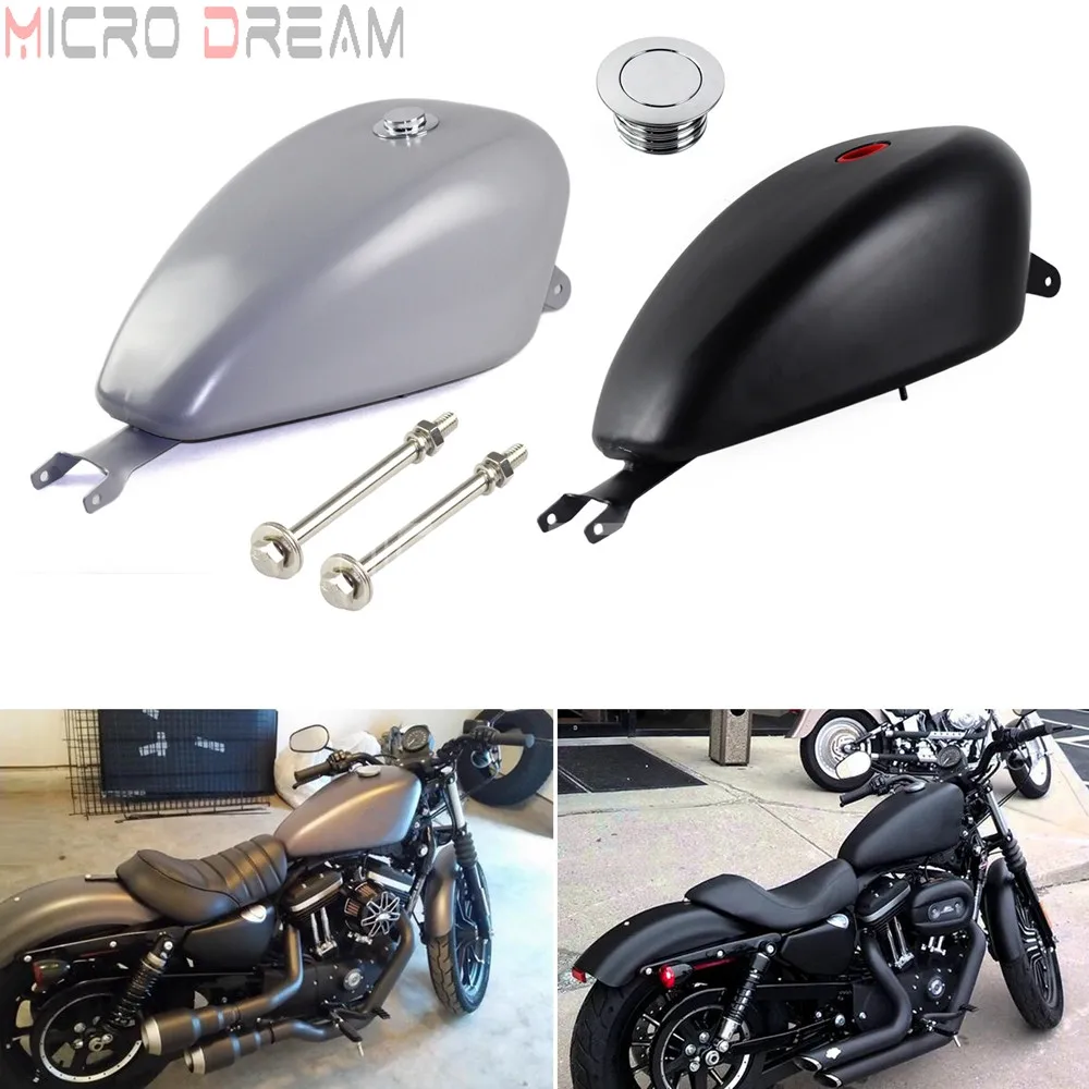 Топливный бак EFI на 3 галлонов серого/черного цвета с крышками для Harley Sportster XL 883 1200