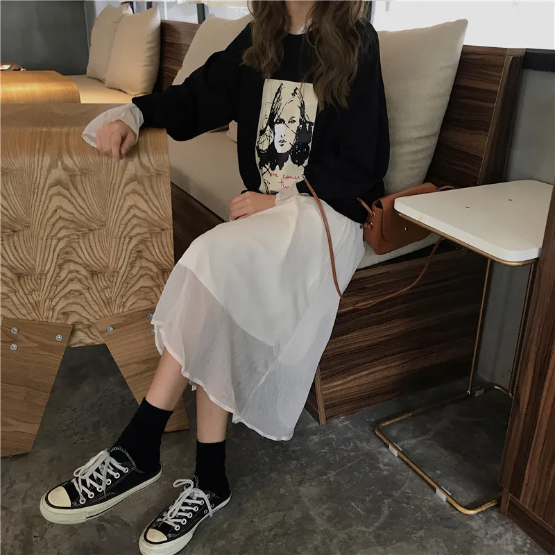 Женские комплекты одежды из двух предметов белое шифоновое платье миди и