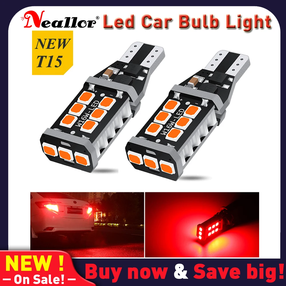 

2PCS T15 W16W WY16W Super Bright LED Car Tail Brake Bulb Turn Signals Auto Reverse Lamp Daytime Running Light Red Yellow White