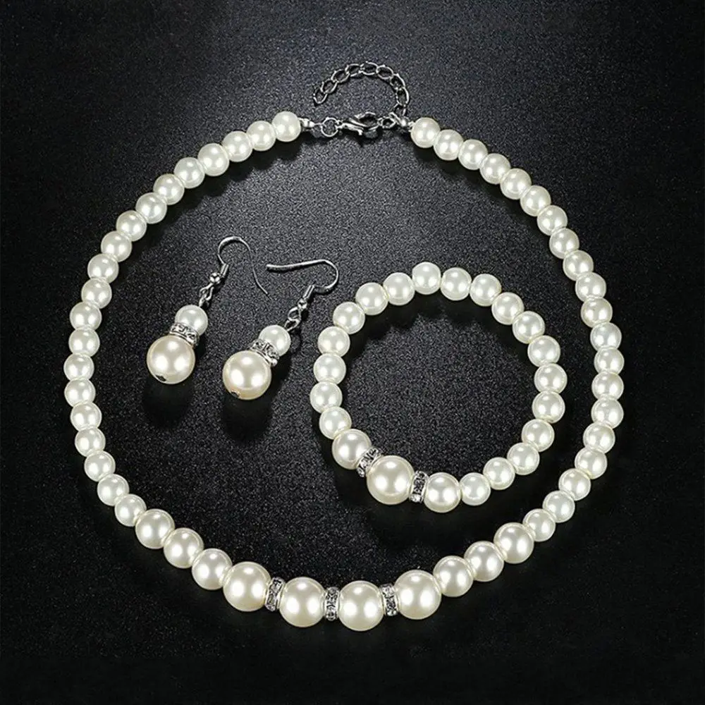 1 комплект ювелирный набор бусы кристалл имитация жемчуга ожерелье браслет