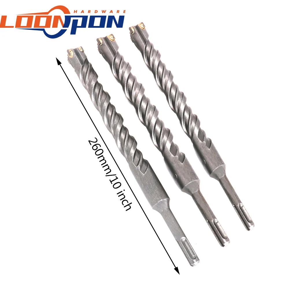 260 мм SDS Plus двухспиральные сверла с поперечным сечением закрученным круглым