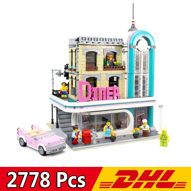 Городской уличный вид серия MOC американский ресторан в центре города модель