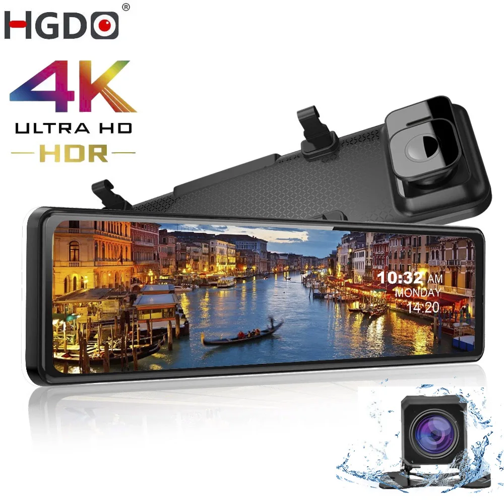 HGDO 12 'ƊK Автомобильная DVR камера Sony IMX415 зеркало заднего вида FHD 1080P регистратор