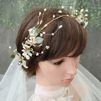 hairbands 2020 new leaves hoop green crown women luxury wedding party headband handmade bridal crystal hair accessories headwear