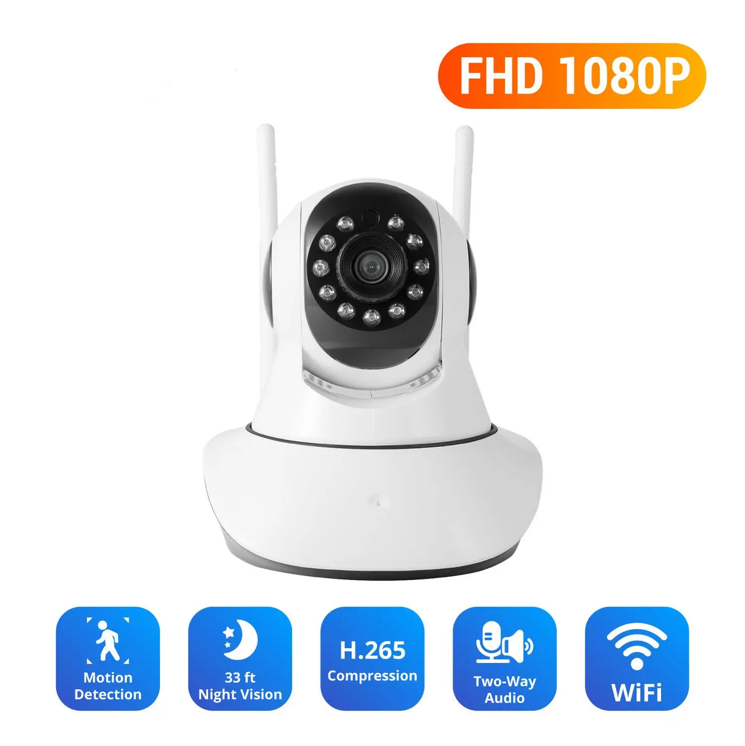 Беспроводная камера видеонаблюдения 1080P FHD IP двусторонняя аудиосвязь радионяня