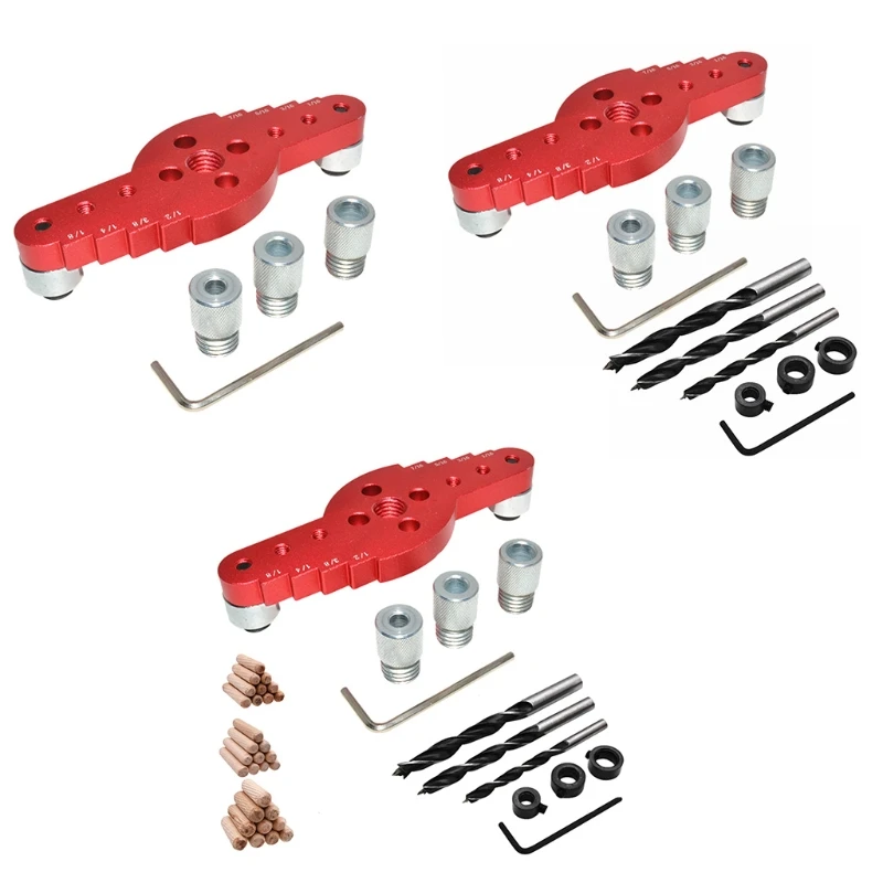 

Center Punch Locator 2 in 1 Woodworking Centering Dowel Drill 6/8/10mm Guide Kit Anti-rust Aluminum Alloy DIY Tool