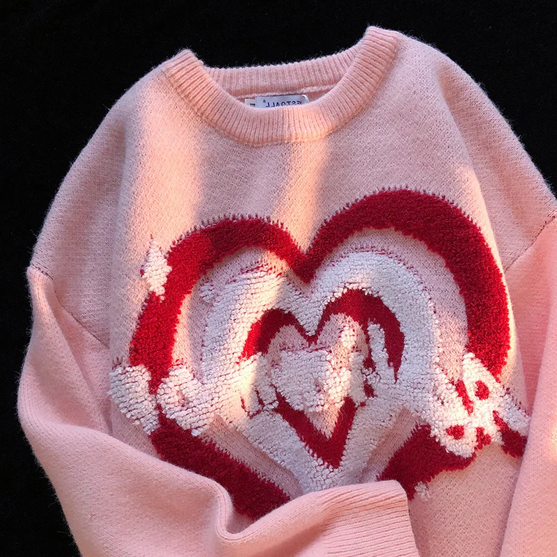 

ЯПОНСКИЕ ВИНТАЖНЫЕ вязаные женские свитера с надписью Love Harajuku, пуловеры с круглым вырезом и длинным рукавом, уличная одежда, корейский джем...