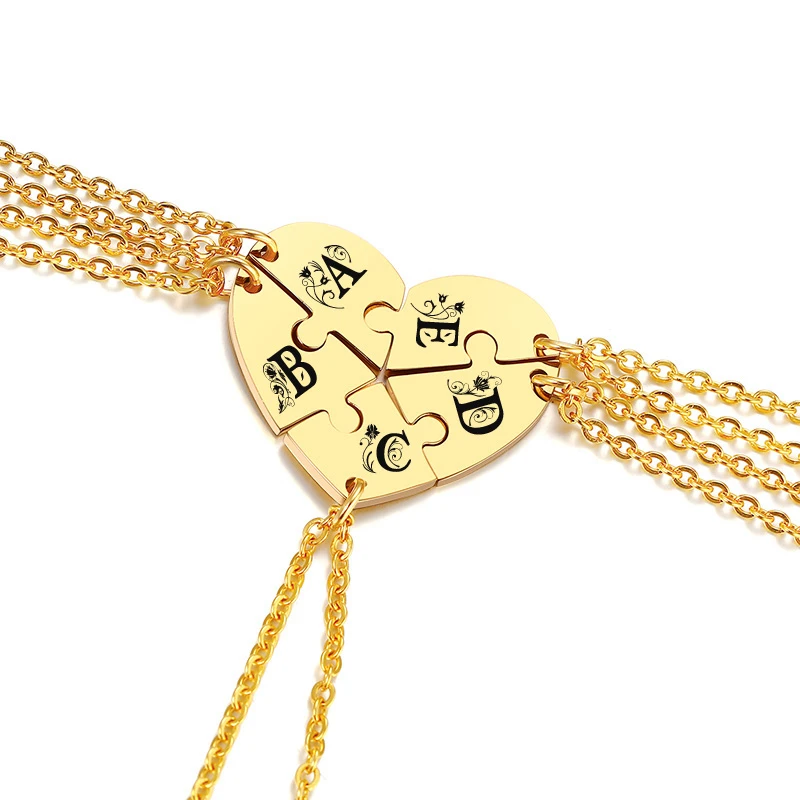Заказное ожерелье с буквенным принтом 5 шт./компл. золотой цвет нержавеющая сталь