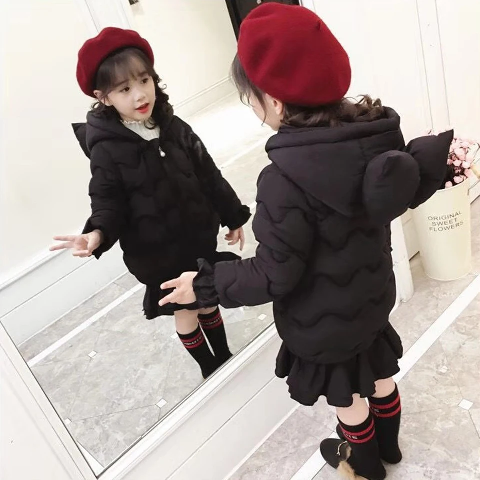 

New Autumn Winter Coats New Warm Baby Girl Parkas Coat Jackets Thick Warm Outerwear Clothes Casual Hooded Outwear For Girl 2-10