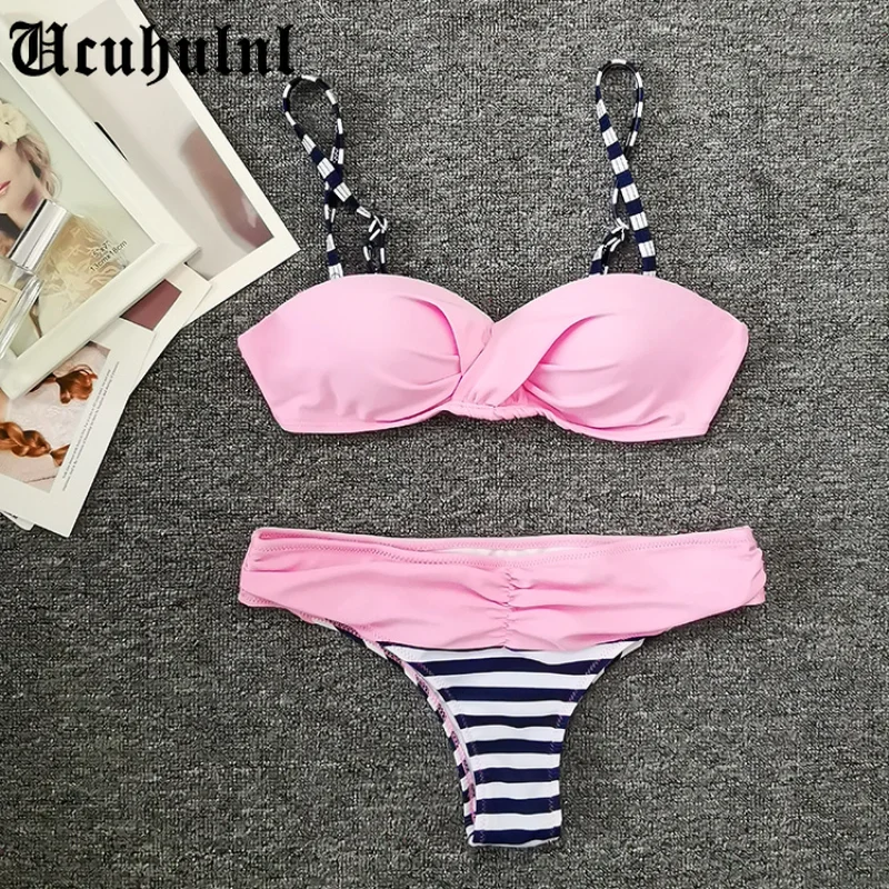 

2021 Summer Sexy Womens Swimwear Ladies Soild Print Push Up Two-piece Bikinis Swimsuit Beachwear Swimwear