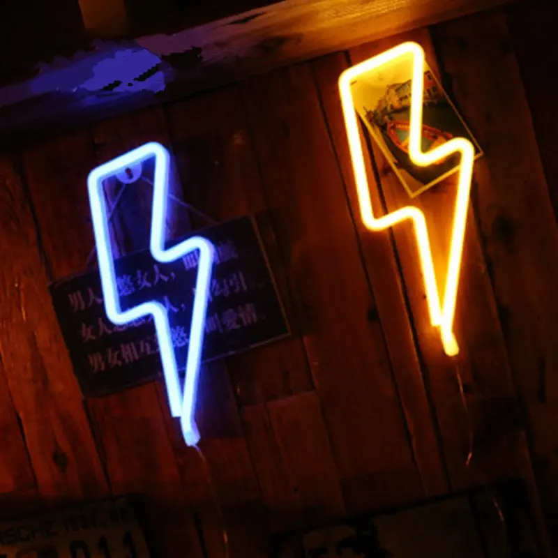 

6Pcs LED Lightning Shaped Night Lamp Creative Hanging Ornaments USB Battery Case Dual Purpose 4.5V