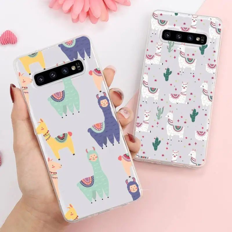 

Cute cartoon Alpaca animal Phone Case Transparent For Samsung Galaxy A S Note 9 10 51 50 71 70 80 20 21 30s ultra plus