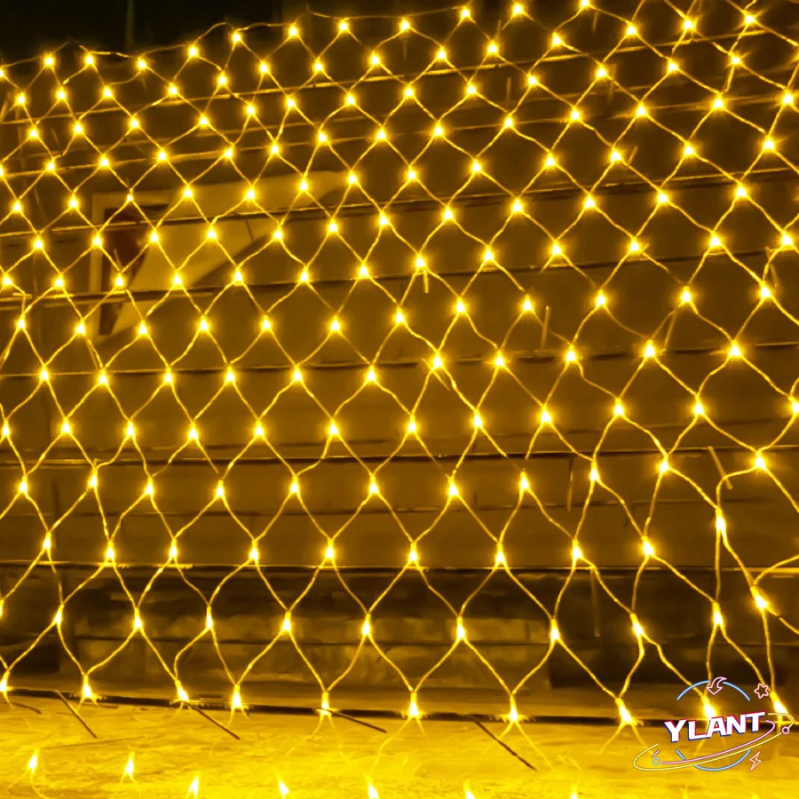 

Светодиодная сетчатая гирлянда 2x2 м, 3x2 м, 6x4 м, Сказочная Гирлянда-занавеска на окно, рождественское сказочное украшение для свадьбы, вечерин...