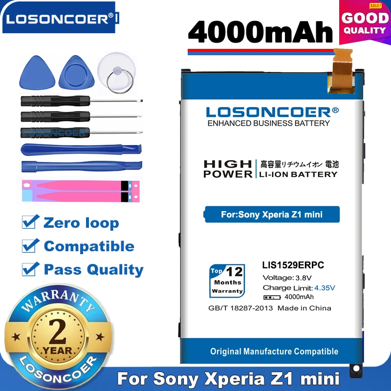 100% Оригинальный LOSONCOER 4000mAh LIS1529ERPC Мобильный телефон Аккумулятор для Sony Xperia Z1 mini