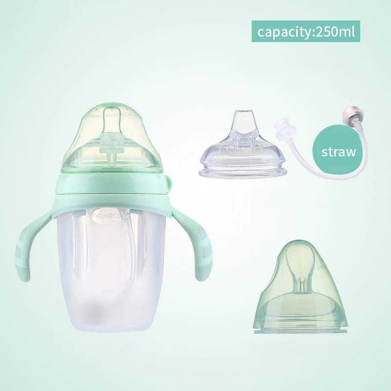 

3 in 1 baby bottle 6cm caliber nipple duckbill complementary food spoon multifunctional drinking water drinking milk water cup