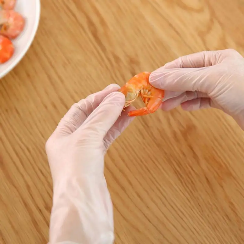 100 шт прозрачные одноразовые ПВХ перчатки для мытья