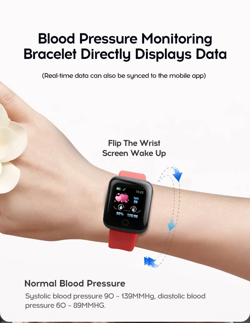 Smwatch 116plus браслет измерение артериального давления монитор сердечного ритма умный браслет с 1,3 дюймовым экраном высокого разрешения