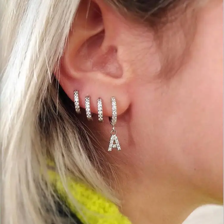 1 шт. серьги с буквами алфавита прозрачные cz проложенные 26 Начальные Буквы A до Z