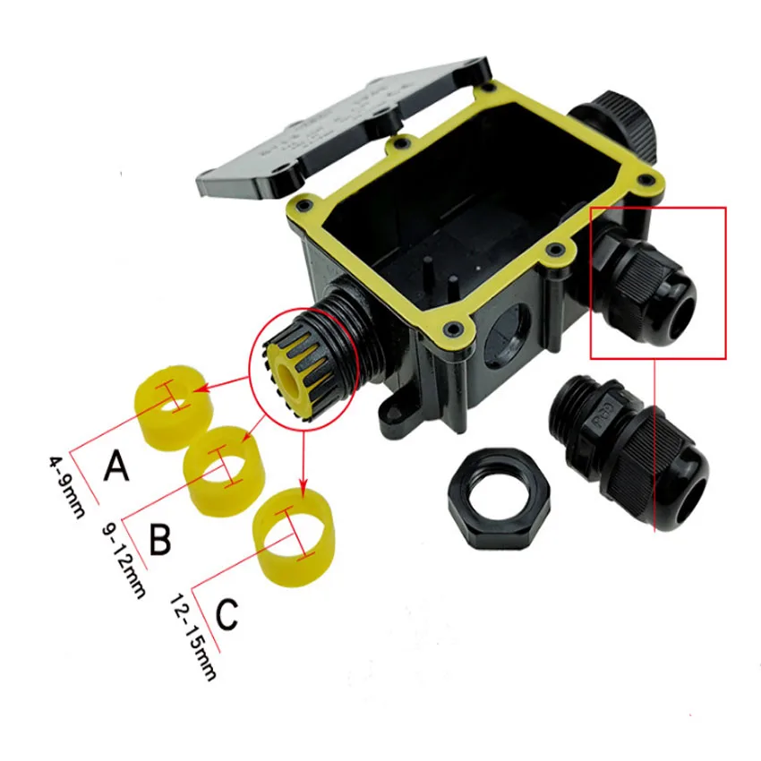 IP68 Two-core Three-core and Four-core Plastic Waterproof Junction Box LED Street Lamp Glued Black Cable Junctio | Обустройство дома