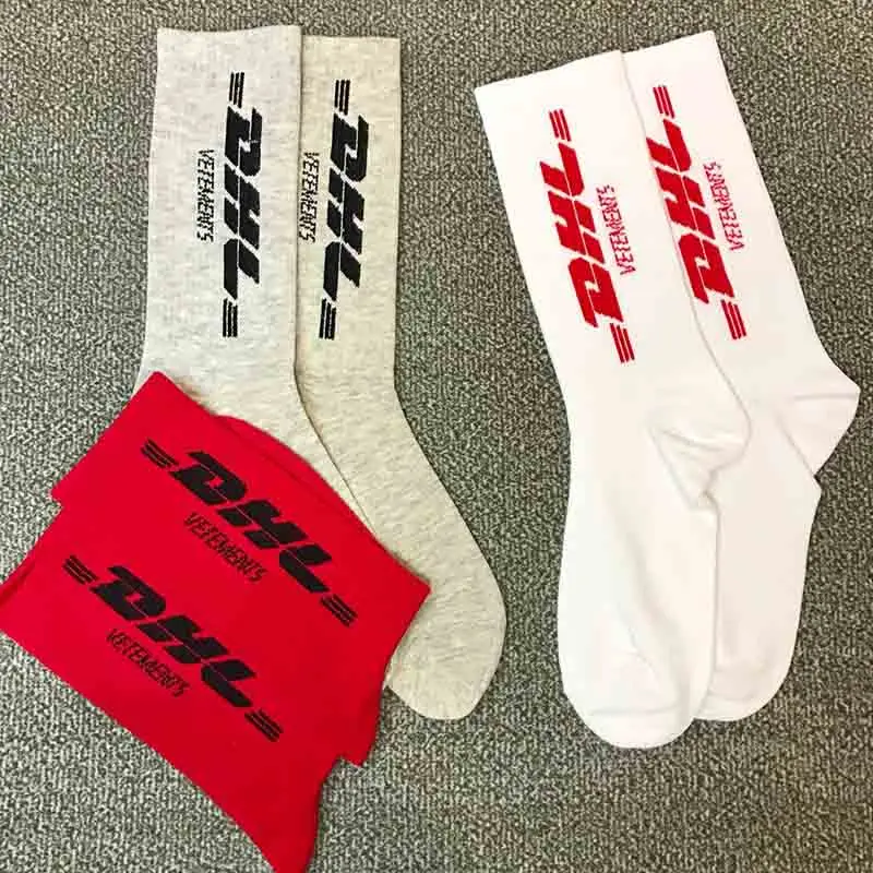 VETEMENTS, DHL, спортивные длинные носки без пятки, мужские, женские, хип-хоп, DHL, носки для скейтборда, уличные, хипстерские, DHL, хлопковые носки