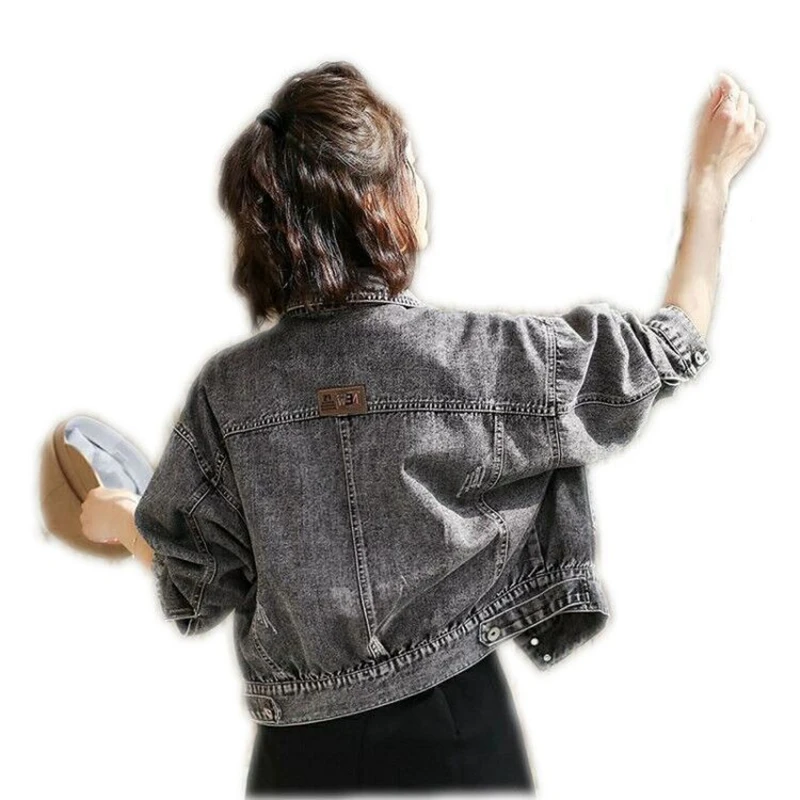 

Smoke Gray Denim Jacket Women's New Korean Version Of The Loose And Wild 2020 Spring And Autumn Popular Short Casual Hole Jacket