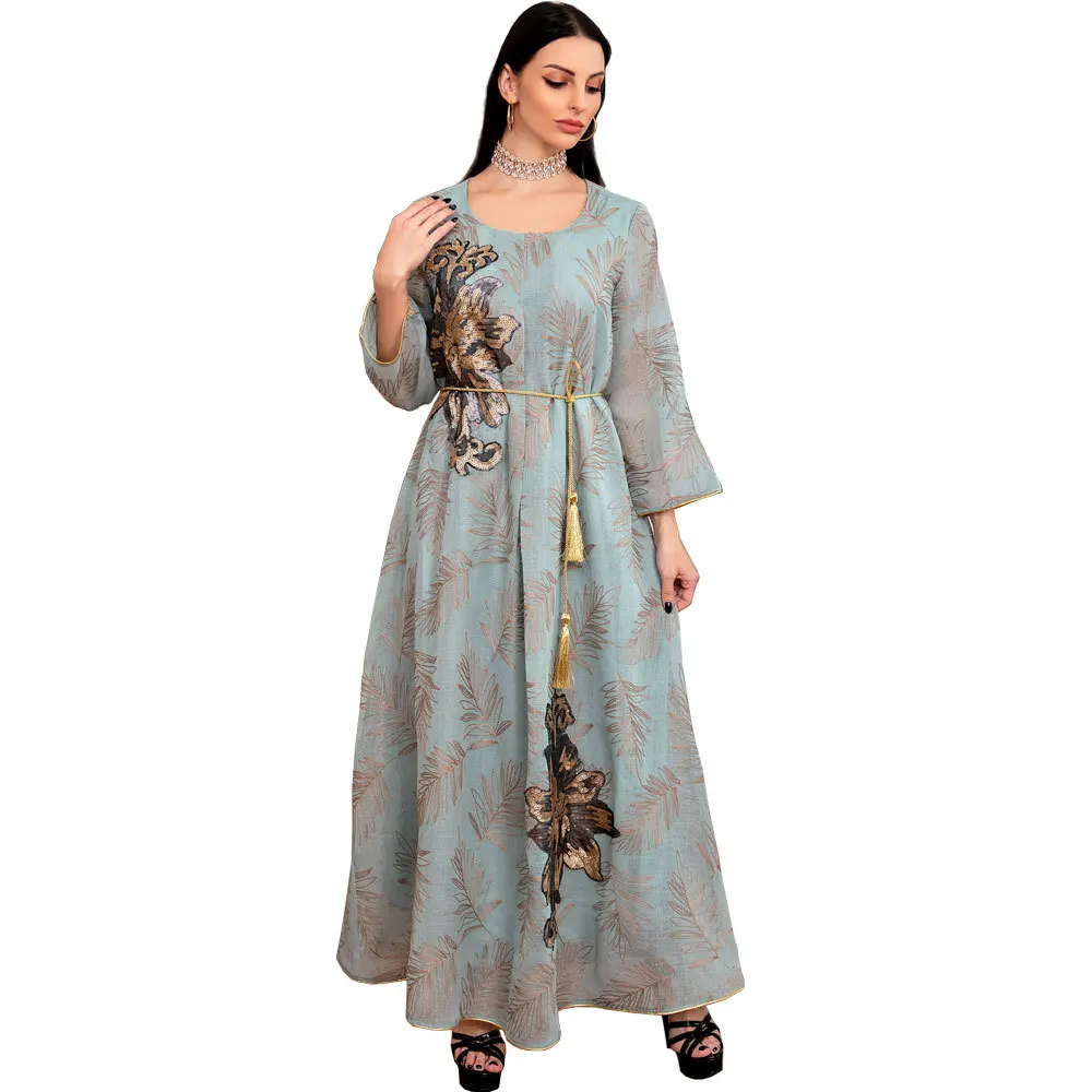 Скромные платья, элегантное женское вечернее платье, средневосточная Мода, блестящее женское платье с принтом Дубая, Abaya