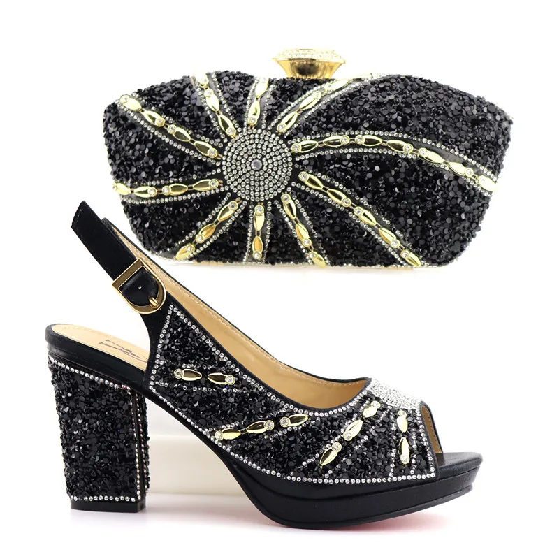 Новейшая модель Модные летние Украшенные Стразы Обувь на низком каблуке и сумка