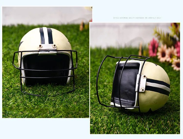 Home Decoration Accessories Retro Motorcycle Football Helmet Creative Resin Crafts Souvenir Gift Shop Window Props