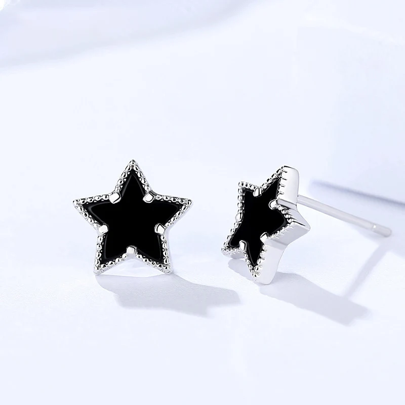 

FNJ Star Earrings 925 Silver Jewelry Original Pure S925 Sterling Silver Stud Earring for Women Cubic Zircon