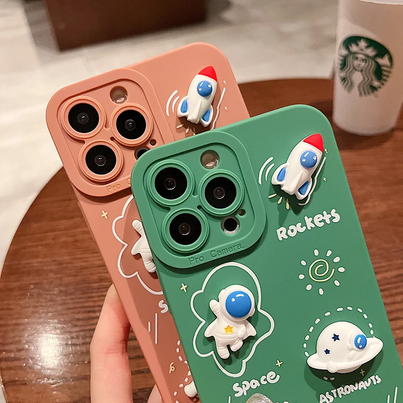 luxury 3d cartoon astronaut phone case for xiaomi mi 12 pro 11 lite 11t 10t 11i poco f3 redmi k50 10 note 11 10 10s 9s 9 8 cover free global shipping