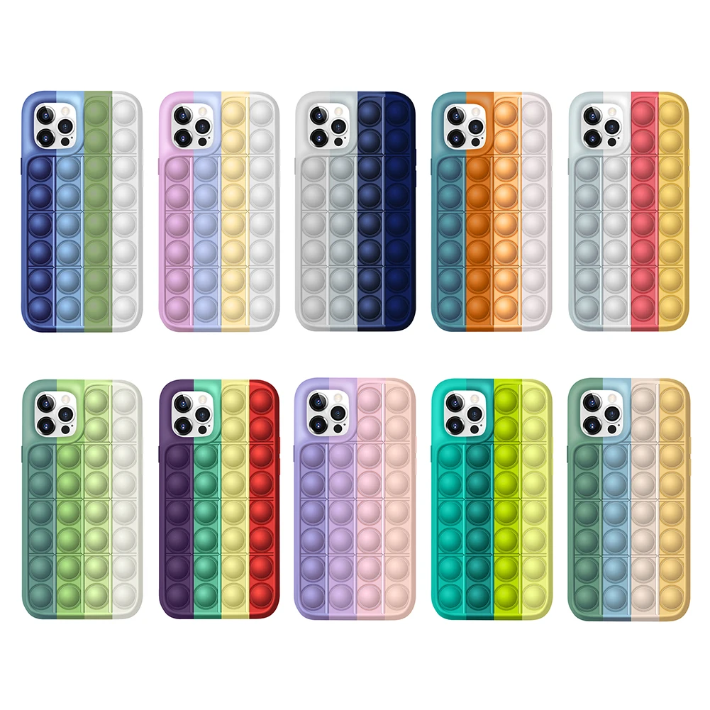 

Fidget Toys Phone Case Push Bubble Silicone Phone Case for Iphone 12 Pro Max/12/12 Pro Reliver Stress Cellphone Cover