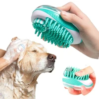 2 in 1 pet dog soft silicone brush with bath massage shampoo dispenser for pet grooming and massage hair remove loose fur