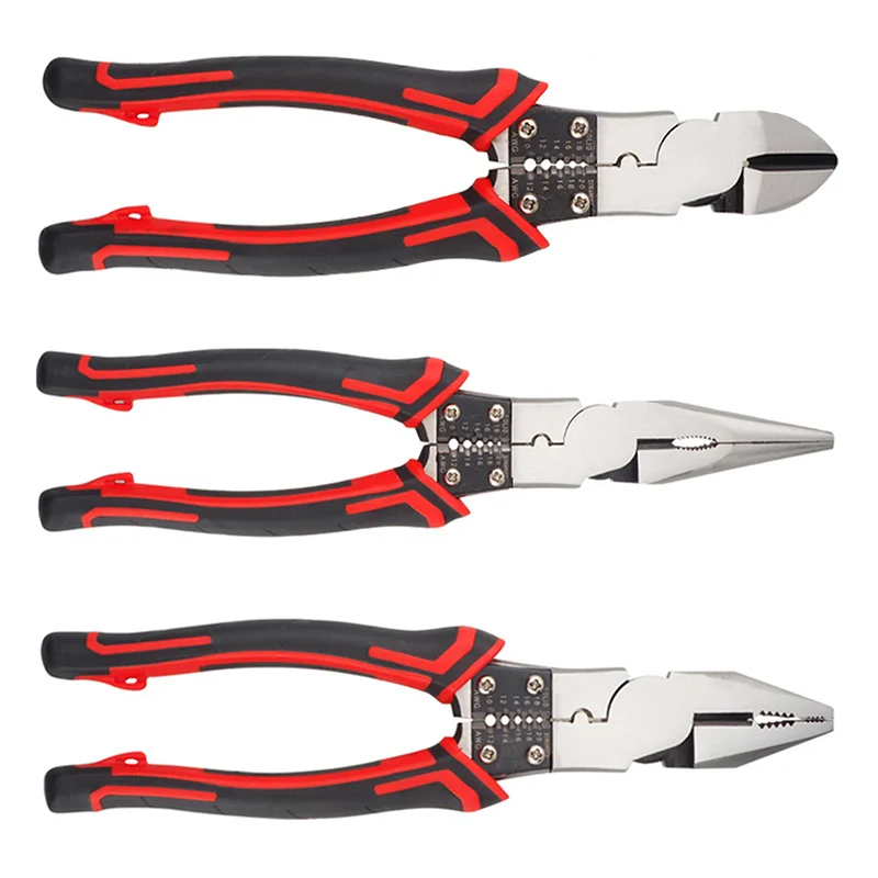 

New 8 in Multifunctional Pliers Wire Long Nose Diagonal Pliers Electrical Wire Stripping Pliers Non-slip Hand Tools